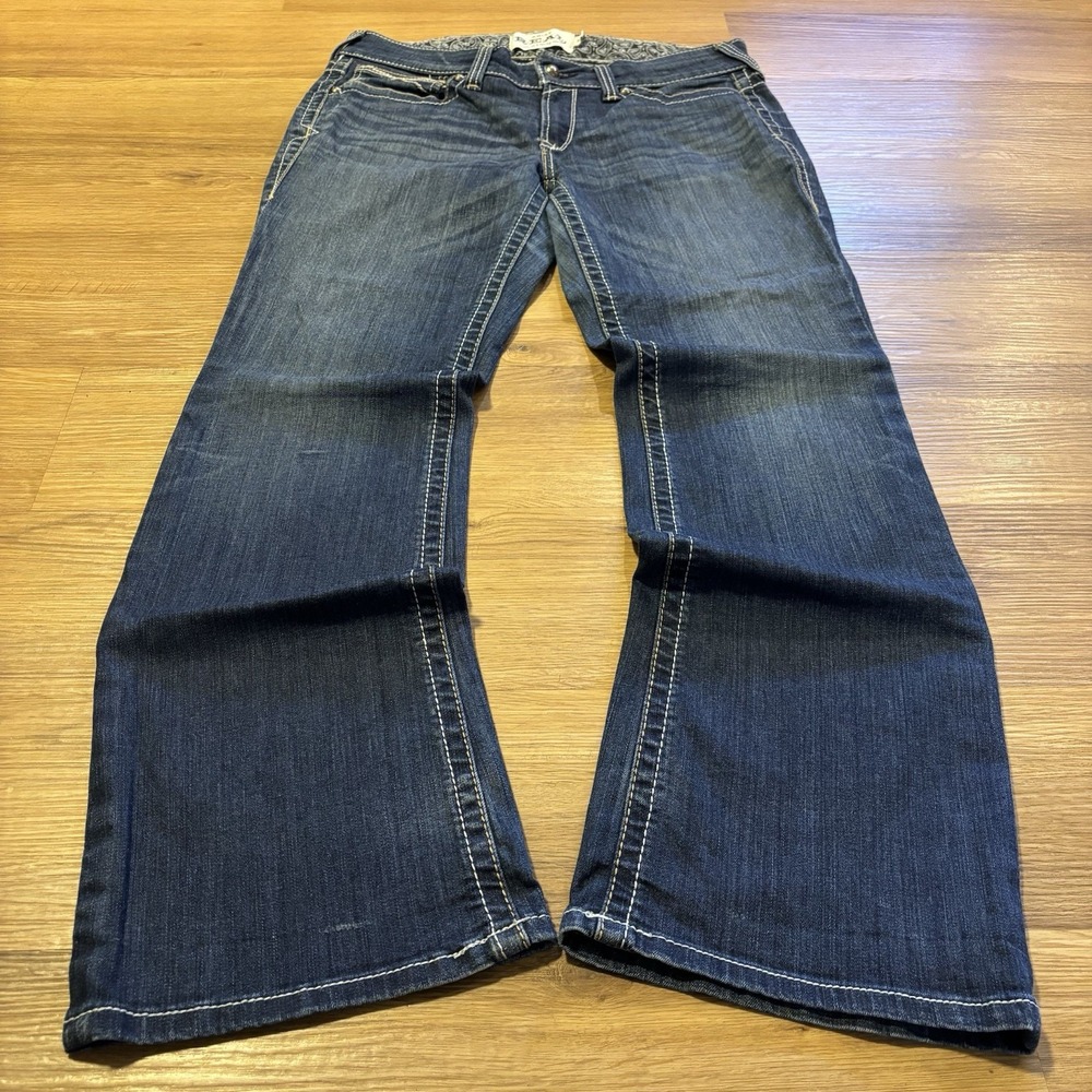 Ariat REAL Jeans Womens 31s Mid-Rise Bootcut Dark Wash Stretch Cowgirl Rodeo